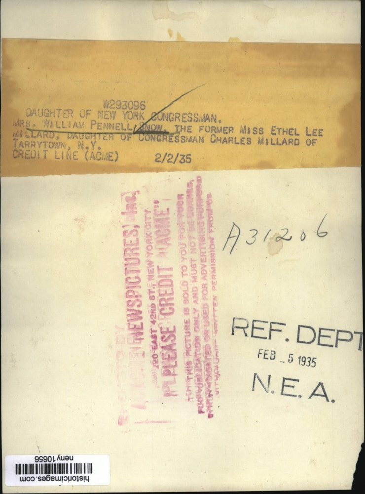 1935 Press Photo New York Mrs William Pennell Snow Daughter of Congressman NYC