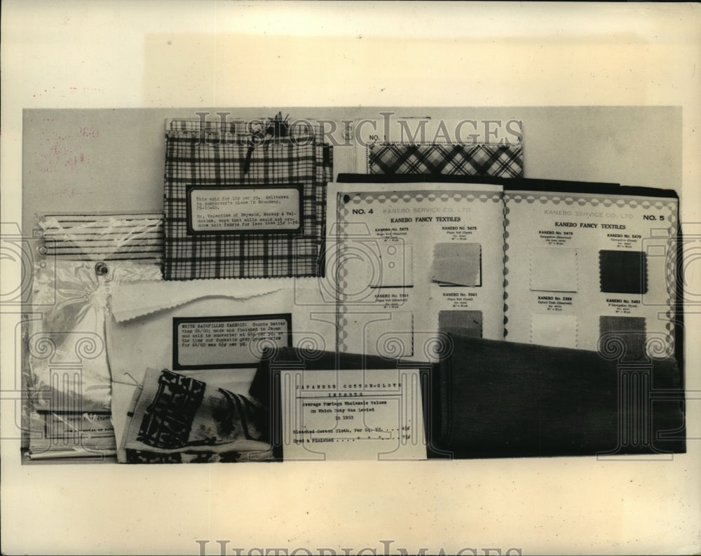 1935 Press Photo New York Fancy Japanese Textiles on Display NYC - neny10777
