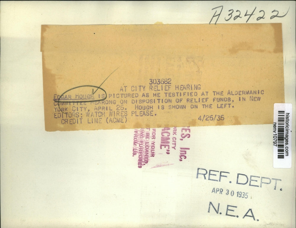 1935 Press Photo New York Edward Gough Aldermanic Comm. Hearing NYC - neny10797