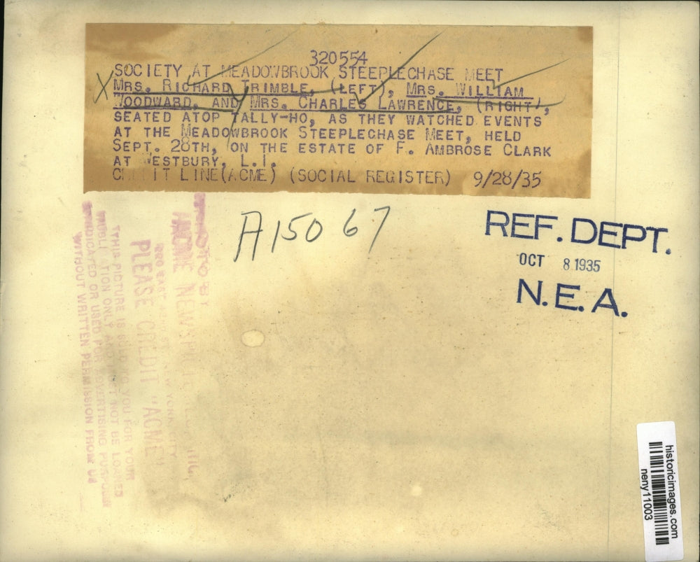 1935 Press Photo New York Meadowbrook Steeplechase Meet of F. Ambrose Clark NYC