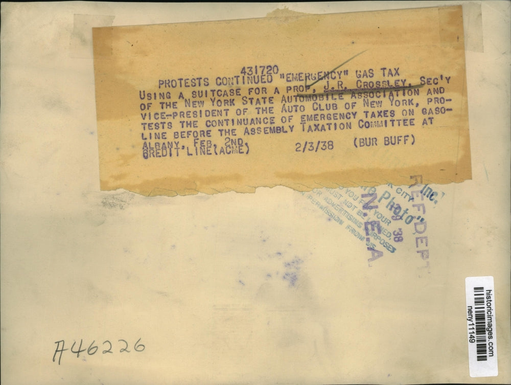 1938 Press Photo New York JR Crossley Secy of NY State Auto Assn in NYC