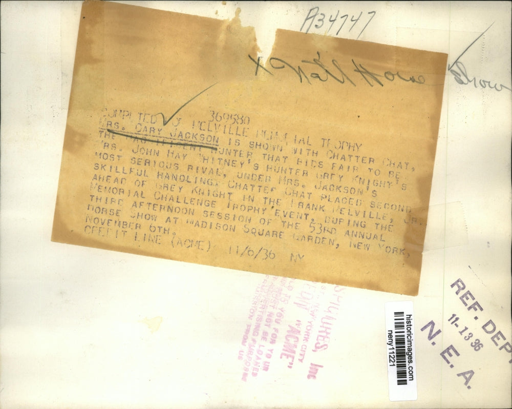 1936 Press Photo New York Mrs Cary Jackson & Chatter Chat who Placed 2nd NYC