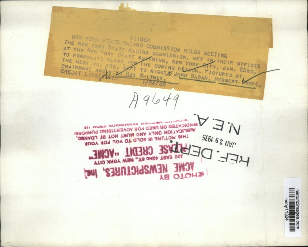 1935 Press Photo New York State Racing Commission Meeting NYC - neny11324
