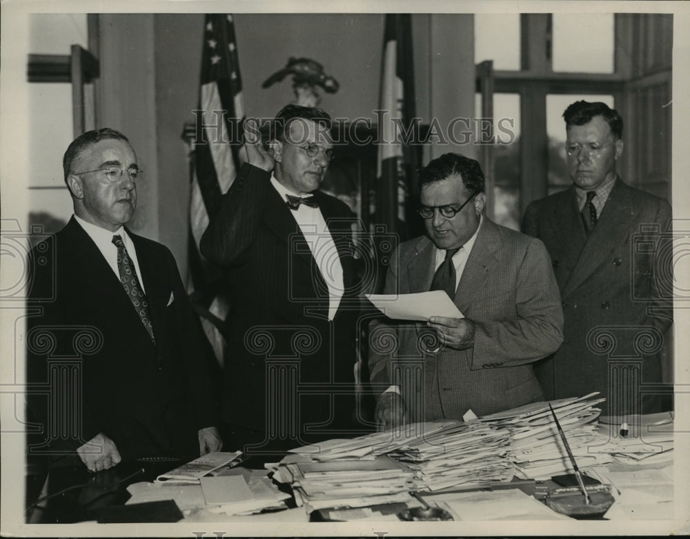 1936 Press Photo New York Three New Aides Sworn in by Mayor LaGuardia NYC