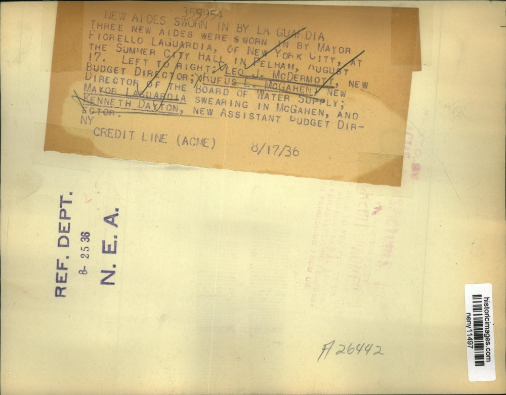 1936 Press Photo New York Three New Aides Sworn in by Mayor LaGuardia NYC