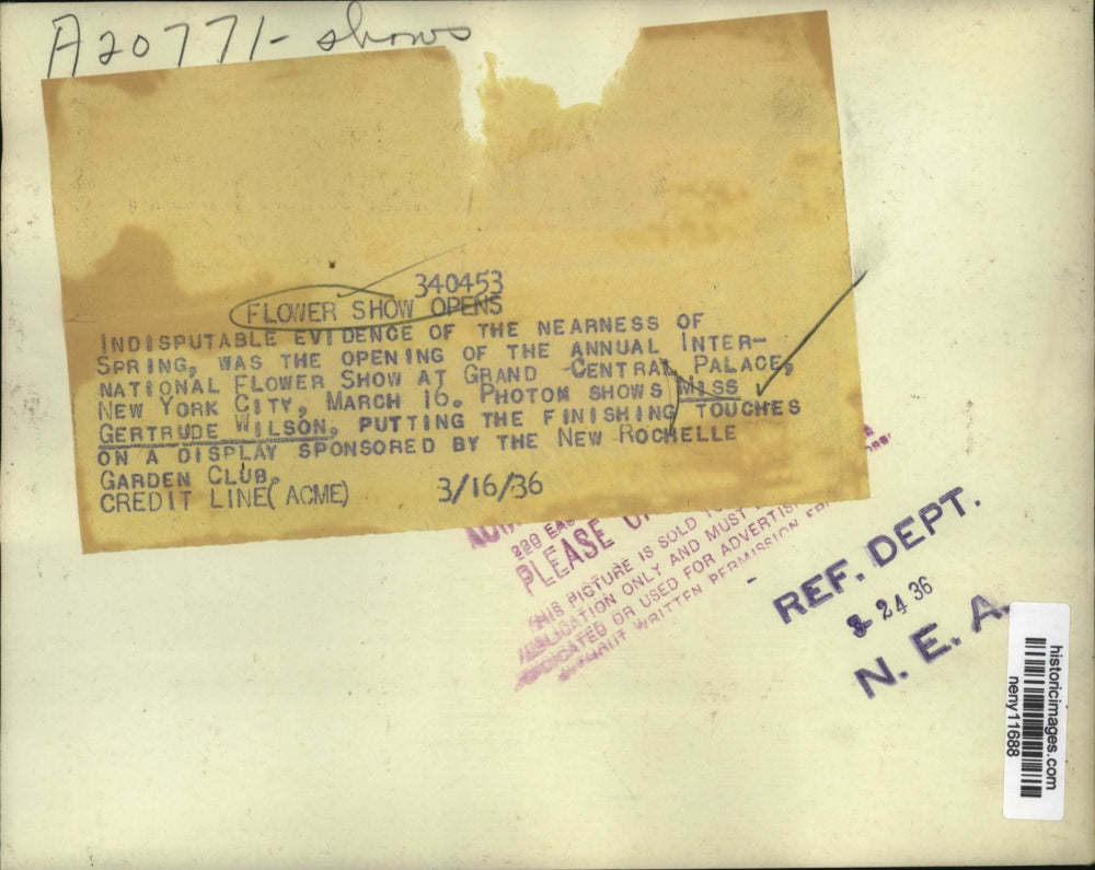 1936 Press Photo New York International Flower Show Grand Central Palace NYC