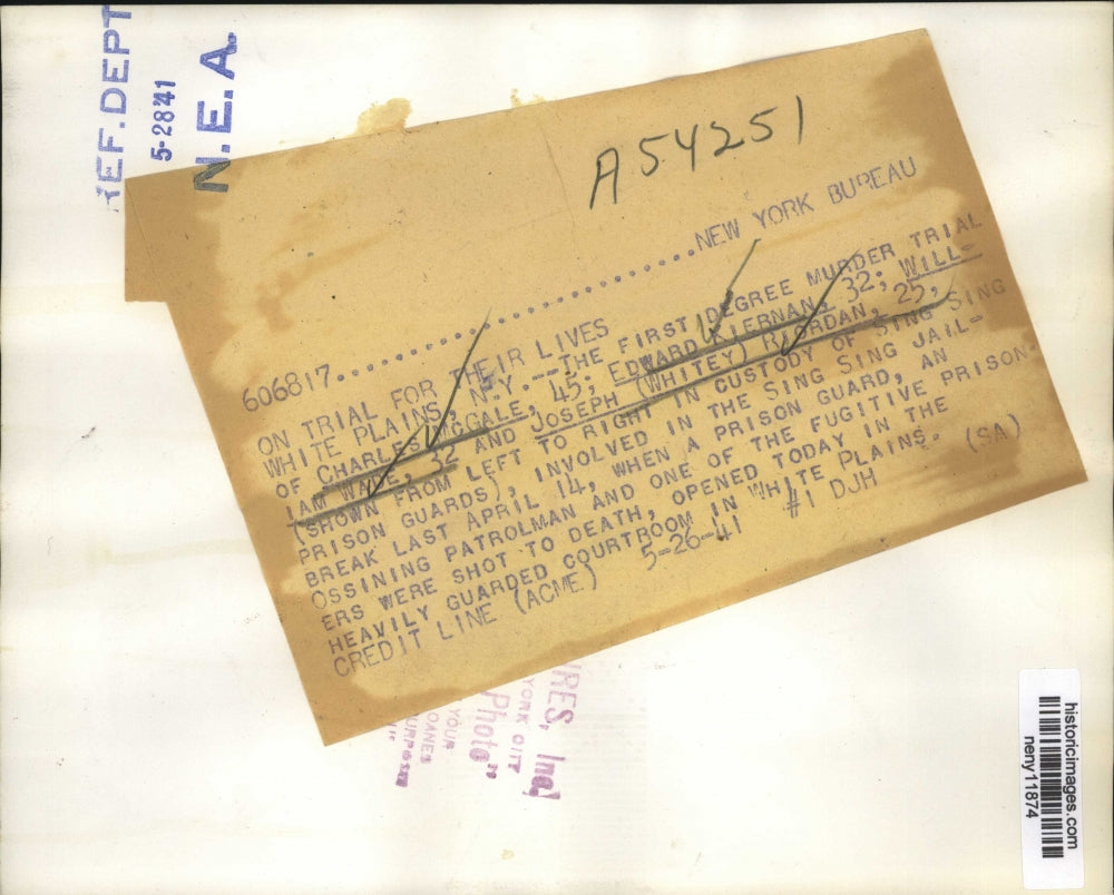 1941 Press Photo New York Murder trial of Charles McGale, Ed Kiernan in NYC