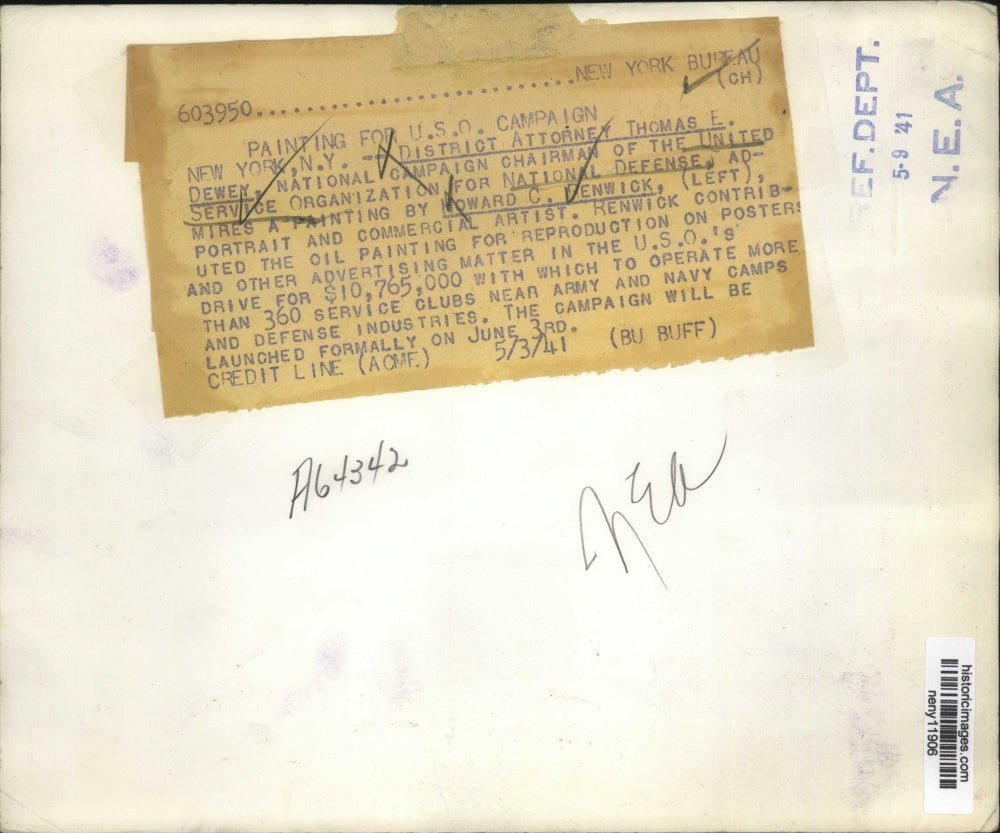 1941 Press Photo New York DA Thomas Dewey United Service Org chair NYC