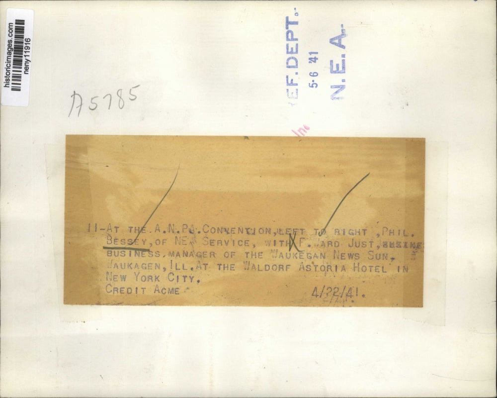 1941 Press Photo New York Phil Bessey and F.Ward Just at A.N.P.A Convention NYC