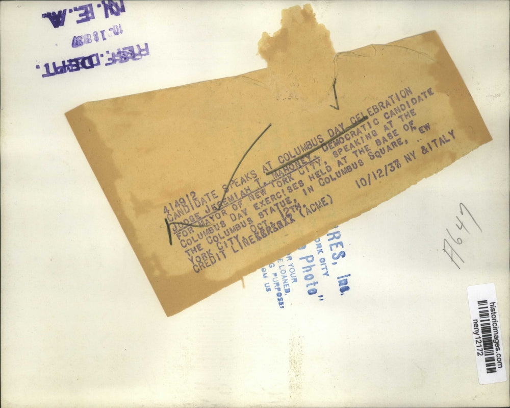 1937 Press Photo New York Judge Jeremiah Mahoney speech in NYC - neny12172