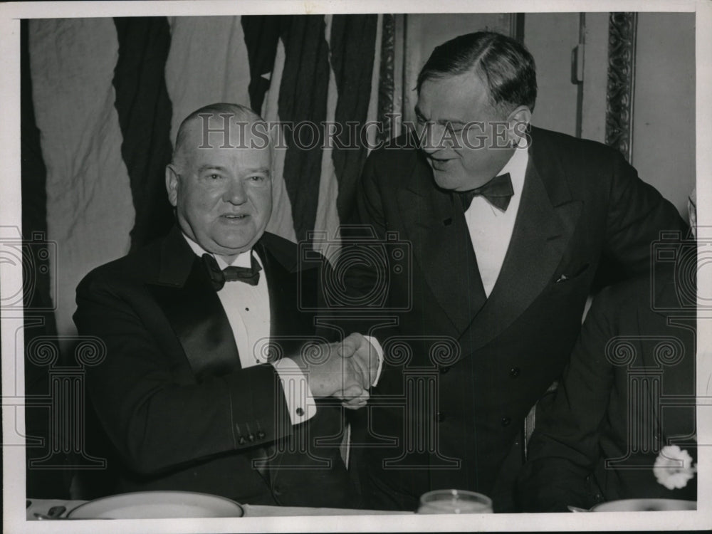 1937 Press Photo New York Ex President Herbert Hoover & Mayor LaGuardia NYC