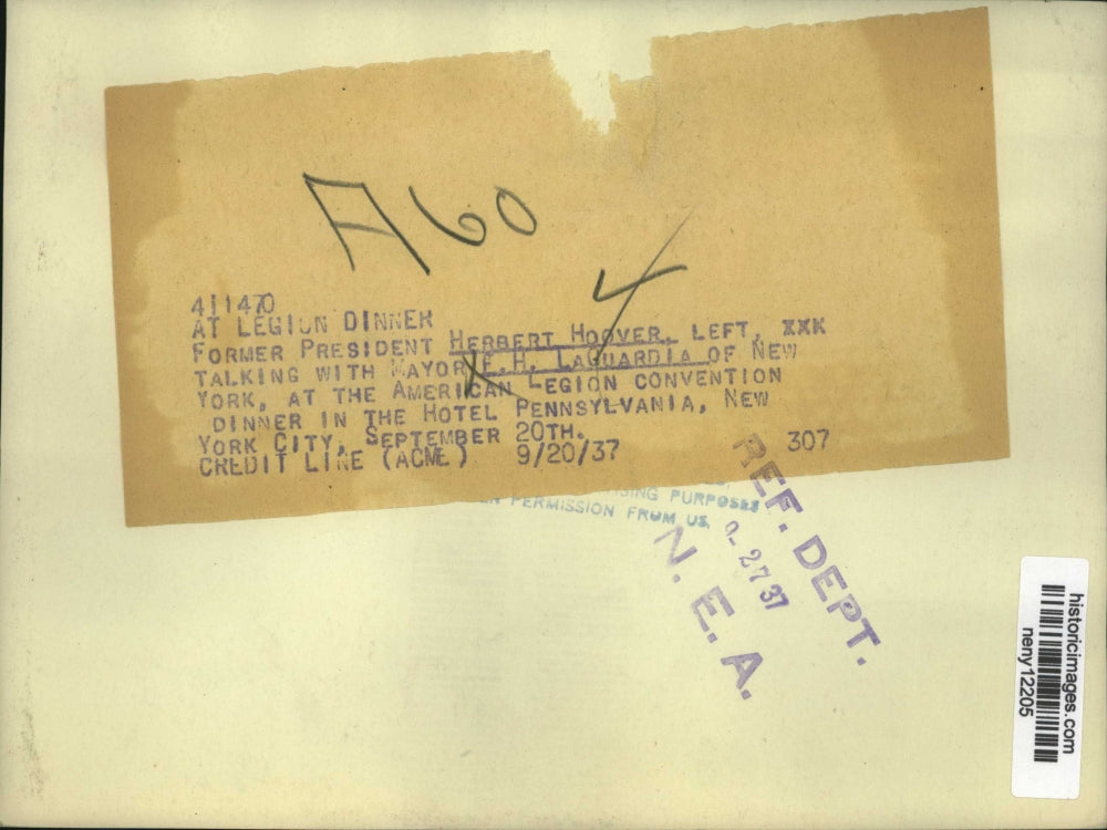 1937 Press Photo New York Ex President Herbert Hoover & Mayor LaGuardia NYC