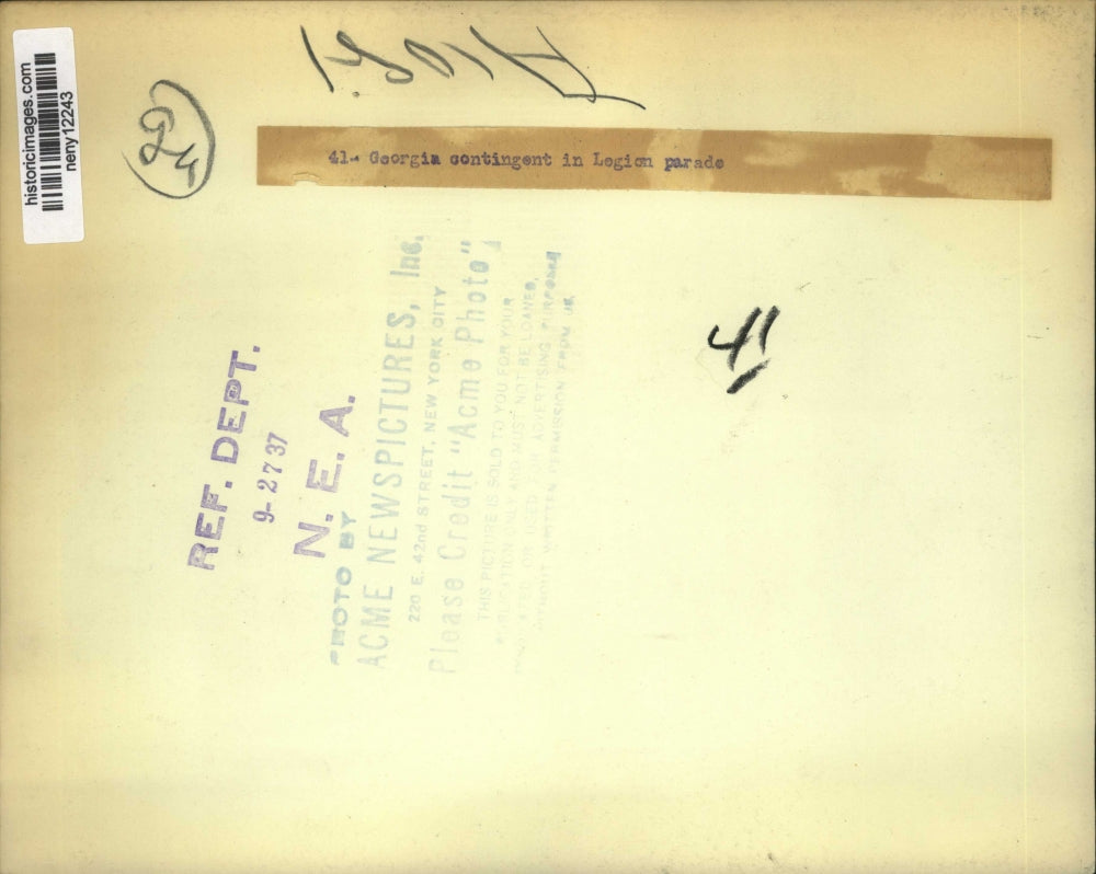 1937 Press Photo New York Georgia Contingent in Legion Parade NYC - neny12243