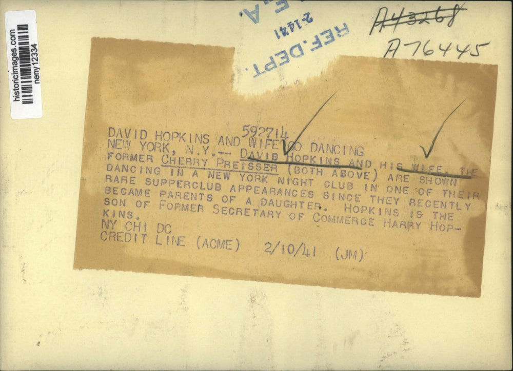 1941 Press Photo New York David Hopkins and wife go dancing NYC - neny12334