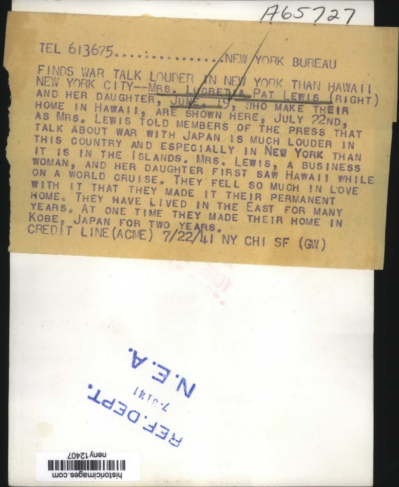 1941 Press Photo New York Finds War talk louder in New York than Hawaii NYC