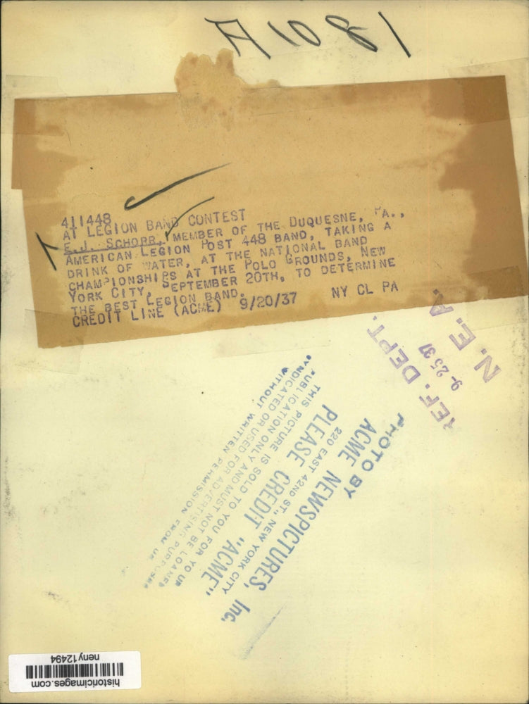 1937 Press Photo New York At Legion Band Contest NYC - neny12494