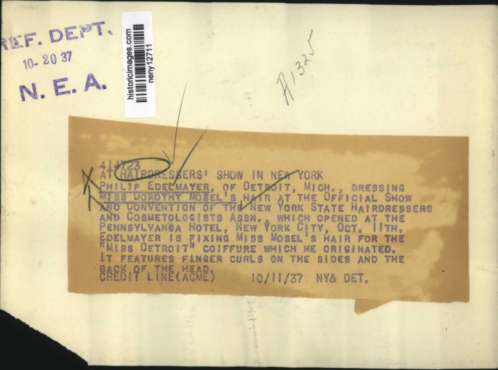 1937 Press Photo New York Convention of NY State Hairdressers at Penn Hotel NYC