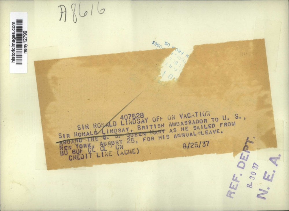 1957 Press Photo New York Sir Ronald Lindsay, British Ambassador to U.S NYC