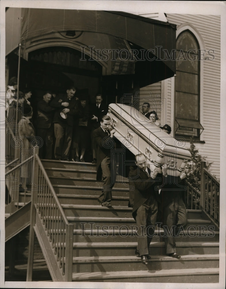 1936 Press Photo New York casket  of Frances Hajek murder victim in NYC - Historic Images