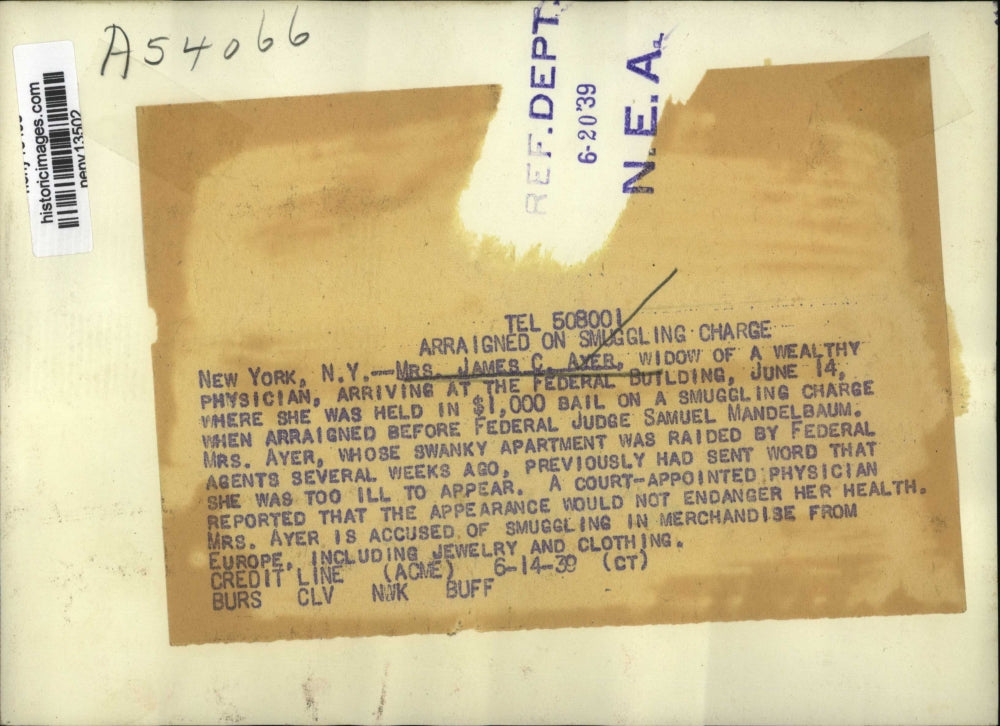 1939 Press Photo New York Arraigned on Smuggling Charge NYC - neny13502