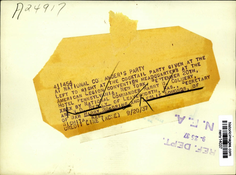 1937 Press Photo New York National Commanders of American Legion NYC - neny14037