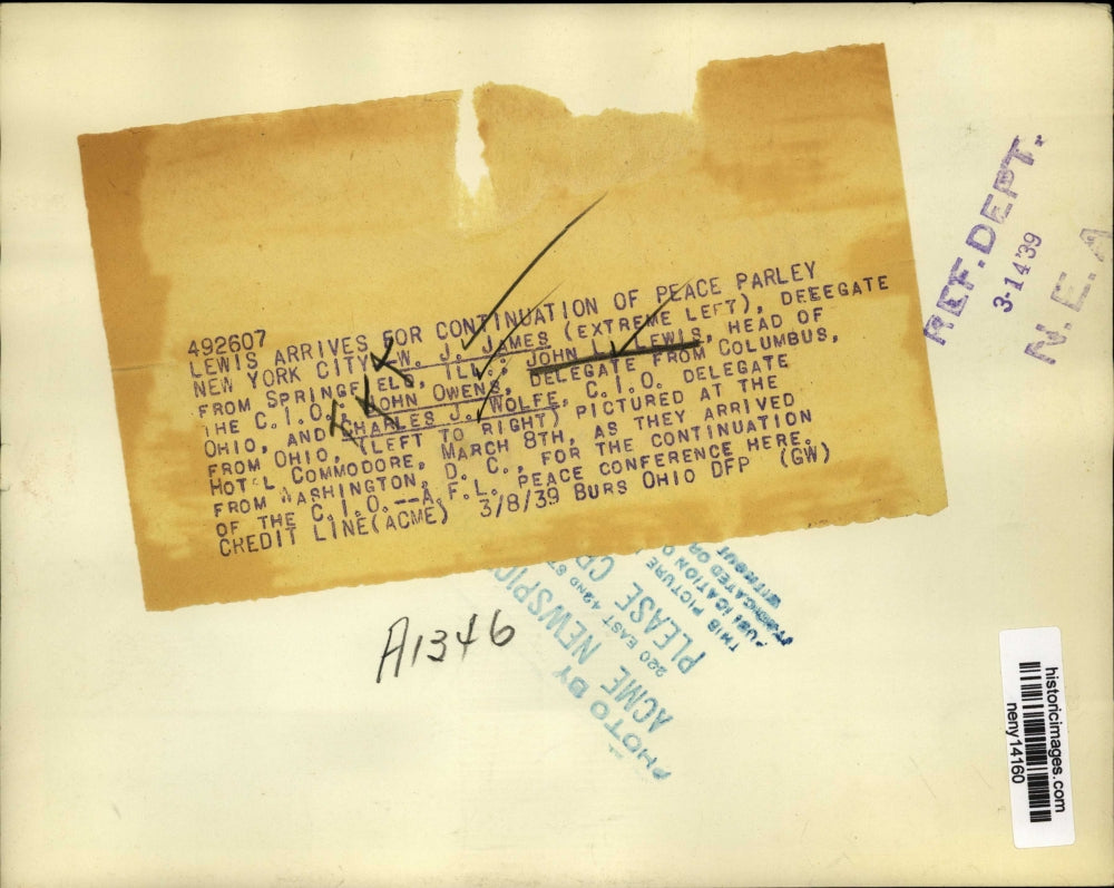 1939 Press Photo New York CIO-AFL Peace Conference NYC - neny14160