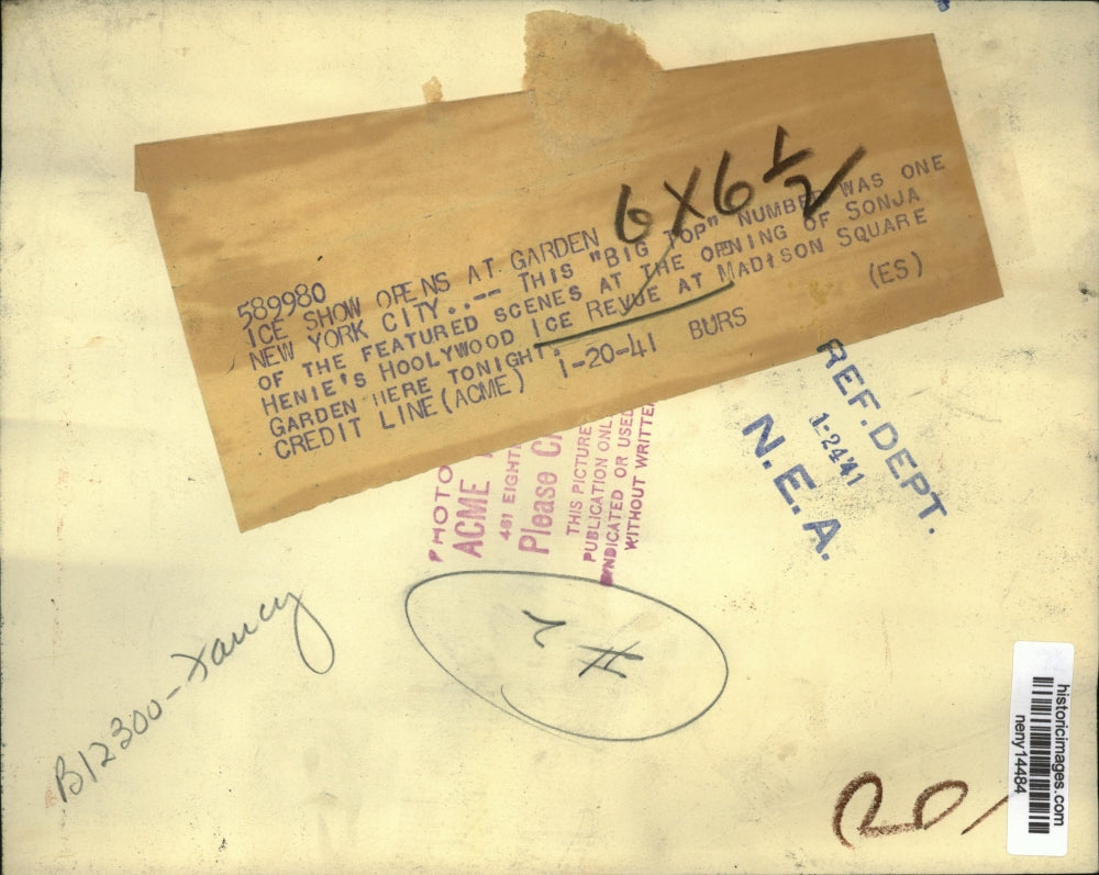 1941 Press Photo New York Big Top Sonja Henie's Hoolywood Ice Revue NYC