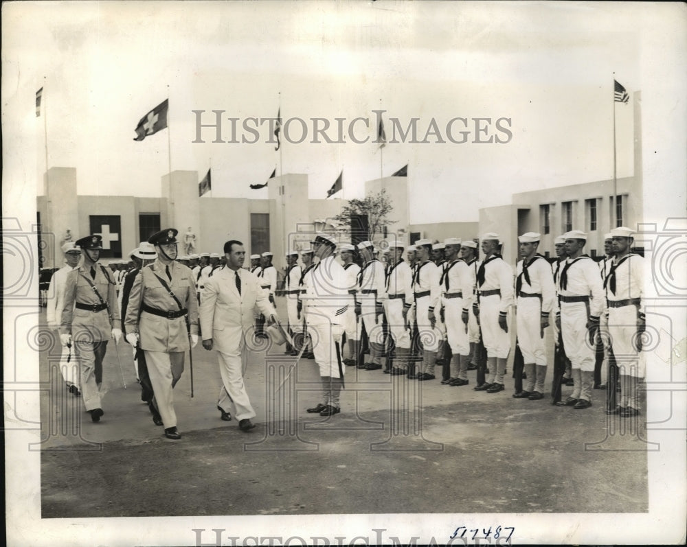 1939 Press Photo New York Gov. Chandler and Col. O&#39;Hare Review Troops NYC- Historic Images