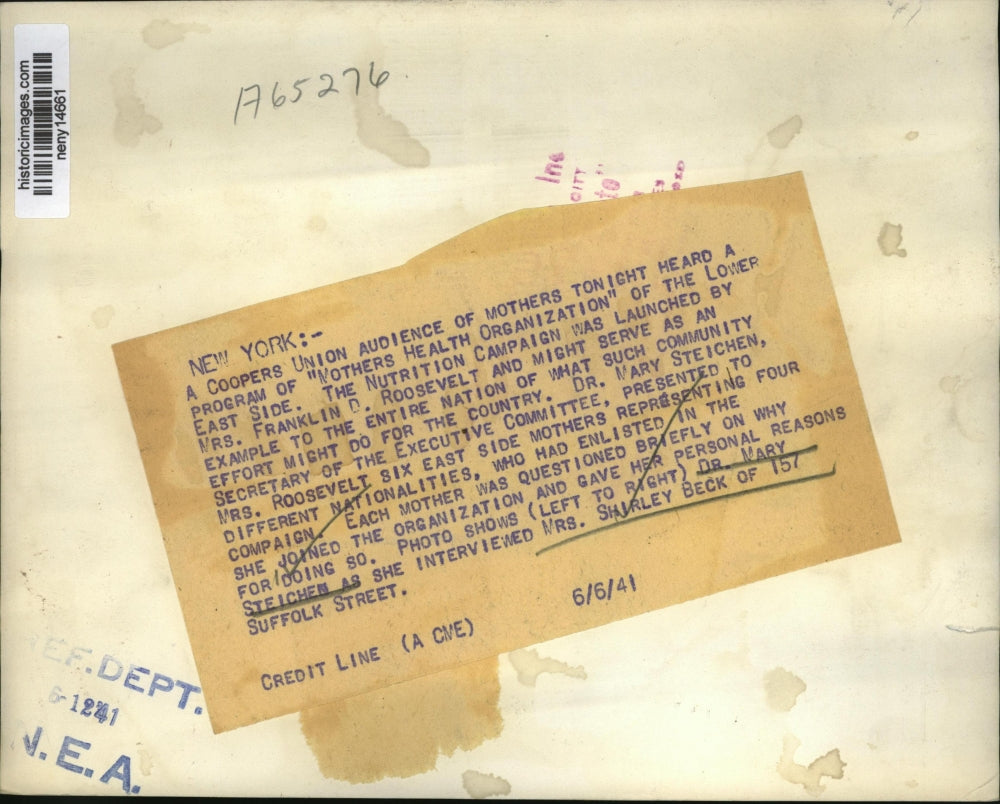 1941 Press Photo New York Dr. Mary Steicher & Mrs. Shirley Beck NYC - neny14661