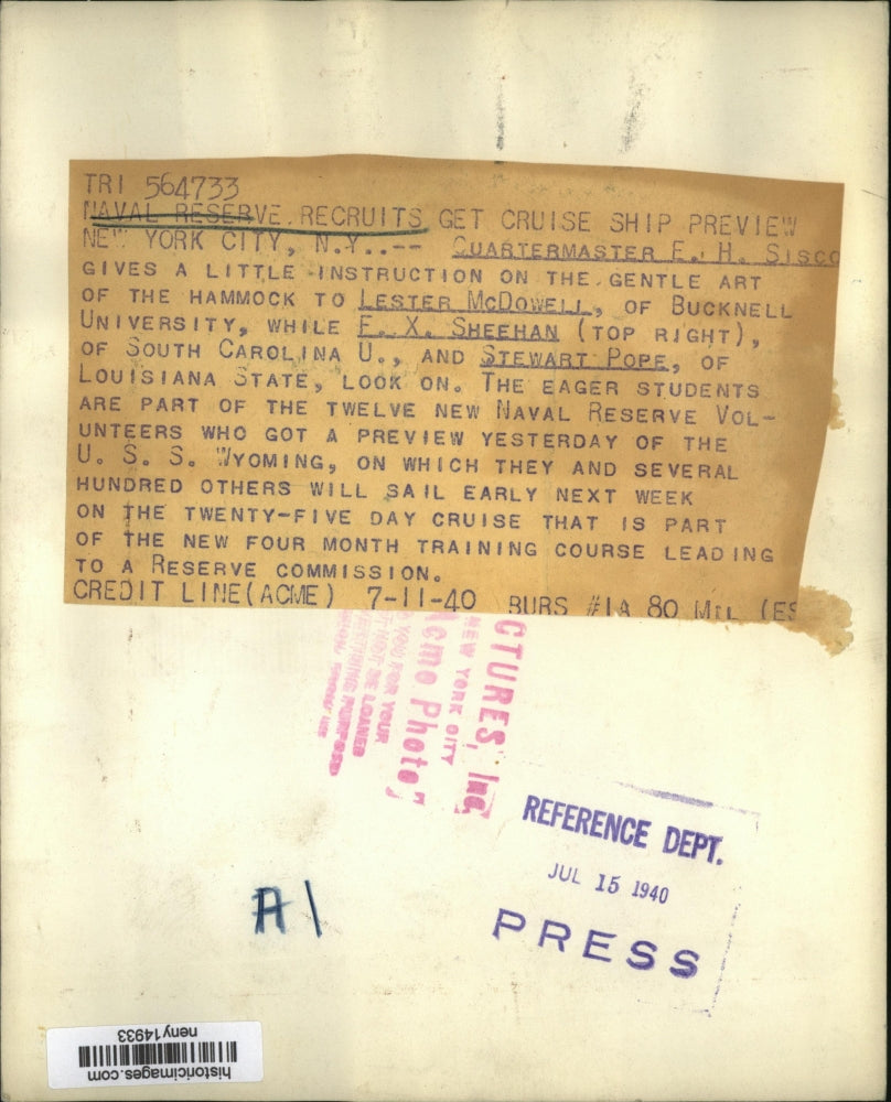 1940 Press Photo New York F.H. Sisco, Lester McDowell Cruise ship preview NYC