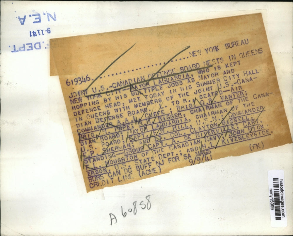 1941 Press Photo New York Joint U.S.-Canadian Defense Board Meets in Queens NYC