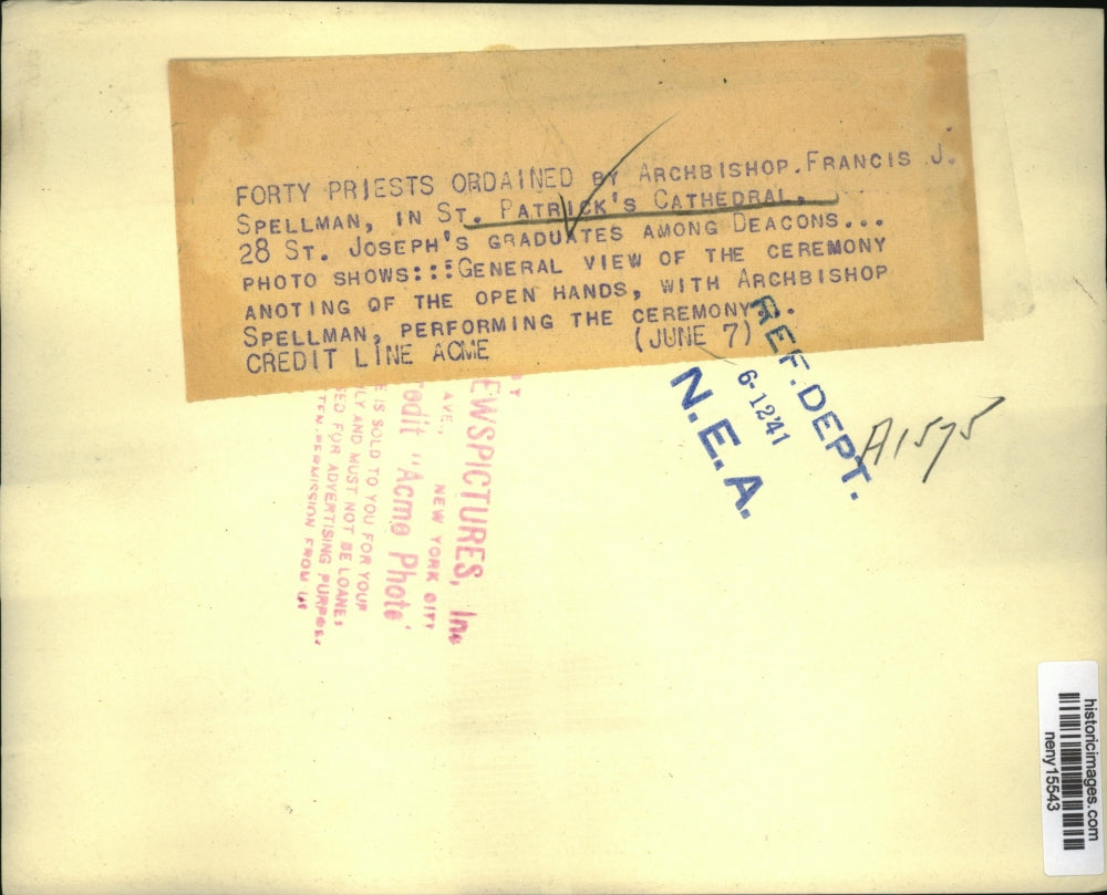 1941 Press Photo New York Archbishop Francis Spellman ordaining NYC - neny15543