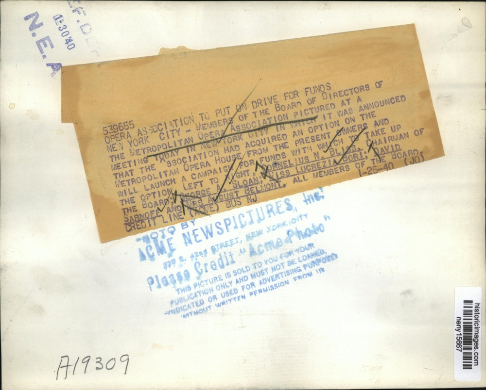 1940 Press Photo New York Metropolitan Opera Association Board Members NYC