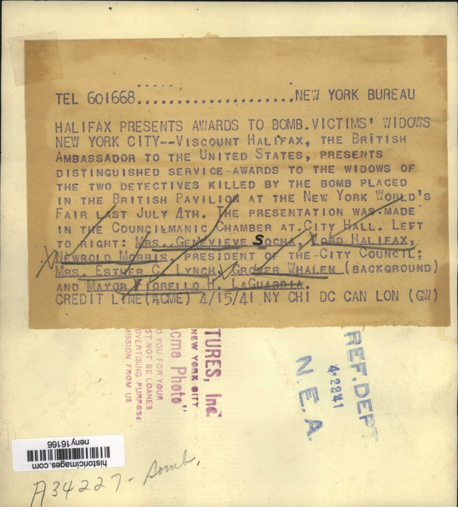 1941 Press Photo New York Viscount Halifax & others in NYC - neny16166