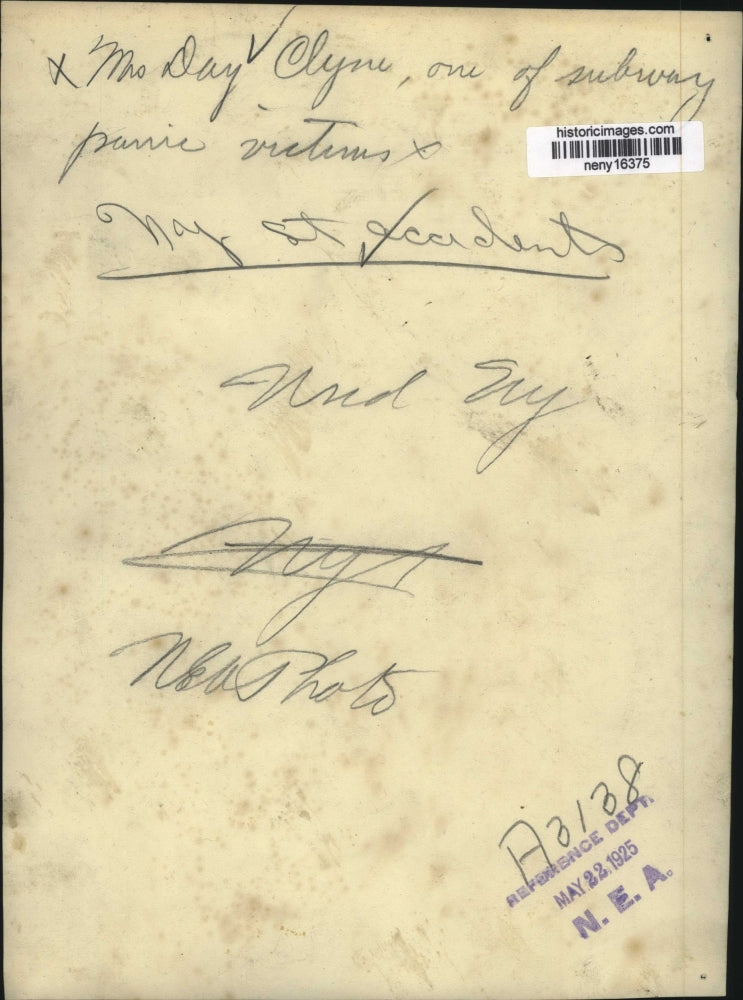 1925 Press Photo New York Mrs. Day Clyne subway Panic victims NYC - neny16375