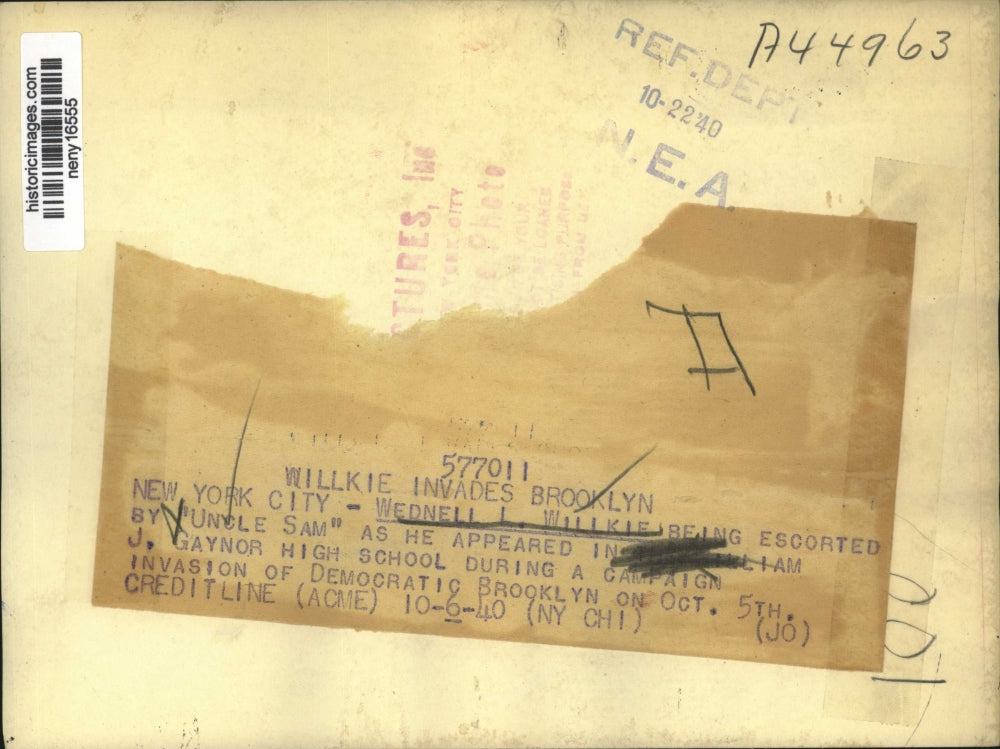 1940 Press Photo New York Wendell L.Willkie during his Brooklyn Campaign NYC