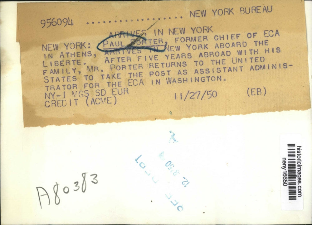 1950 Press Photo New York Arrives in New York Aboard the Liberte NYC - neny16650