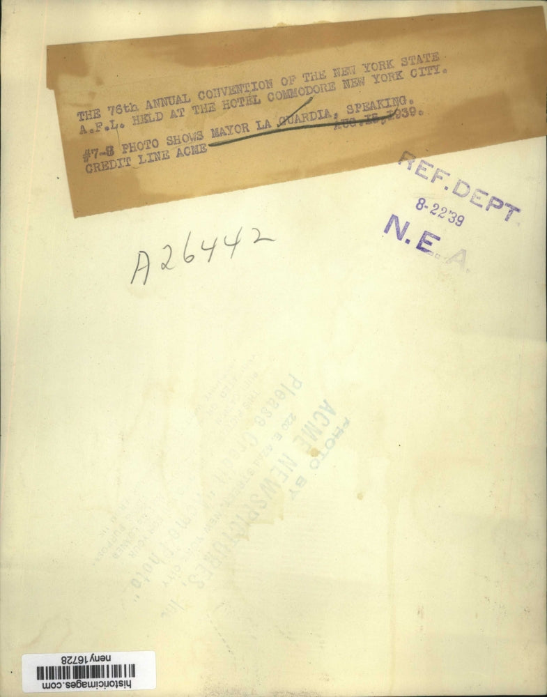 1939 Press Photo New York 76th Convention of NYs AFL with Mayor LaGuardia in NYC