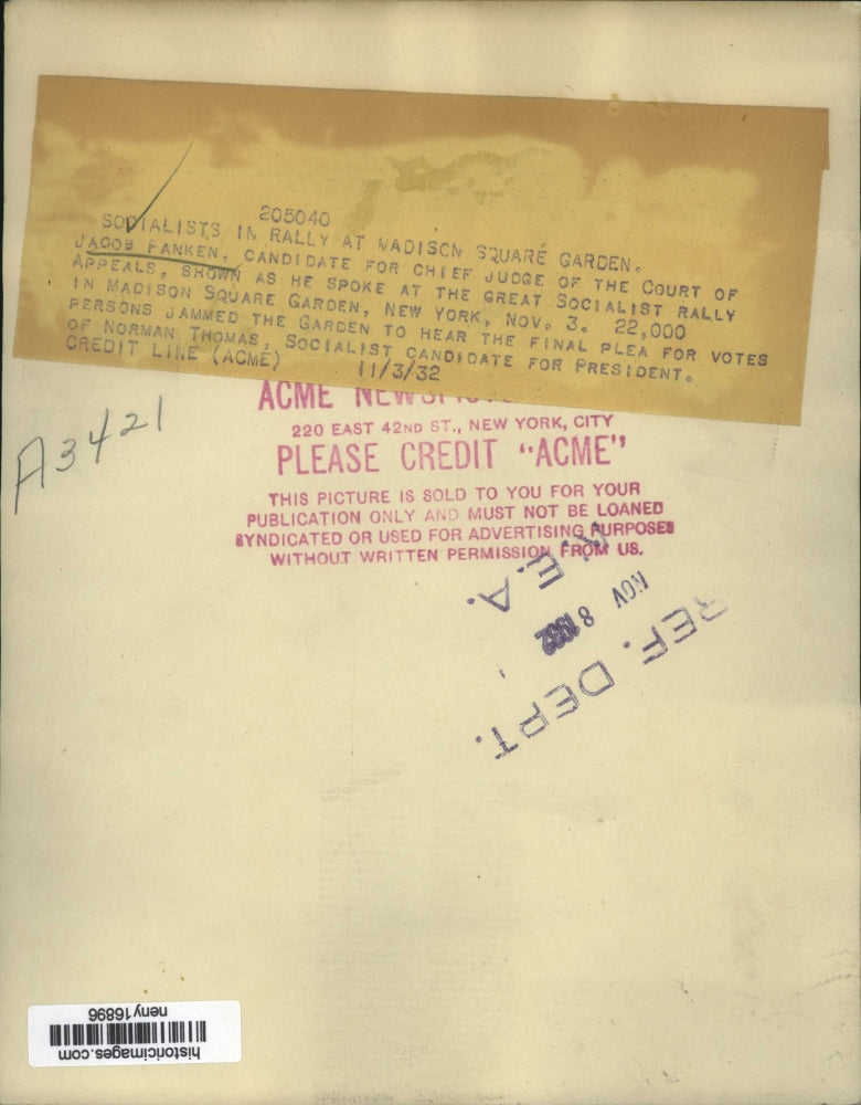 1932 Press Photo NEW YORK SOCIALISTS IN RALLY AT MADISON SQUARE GARDEN NYC