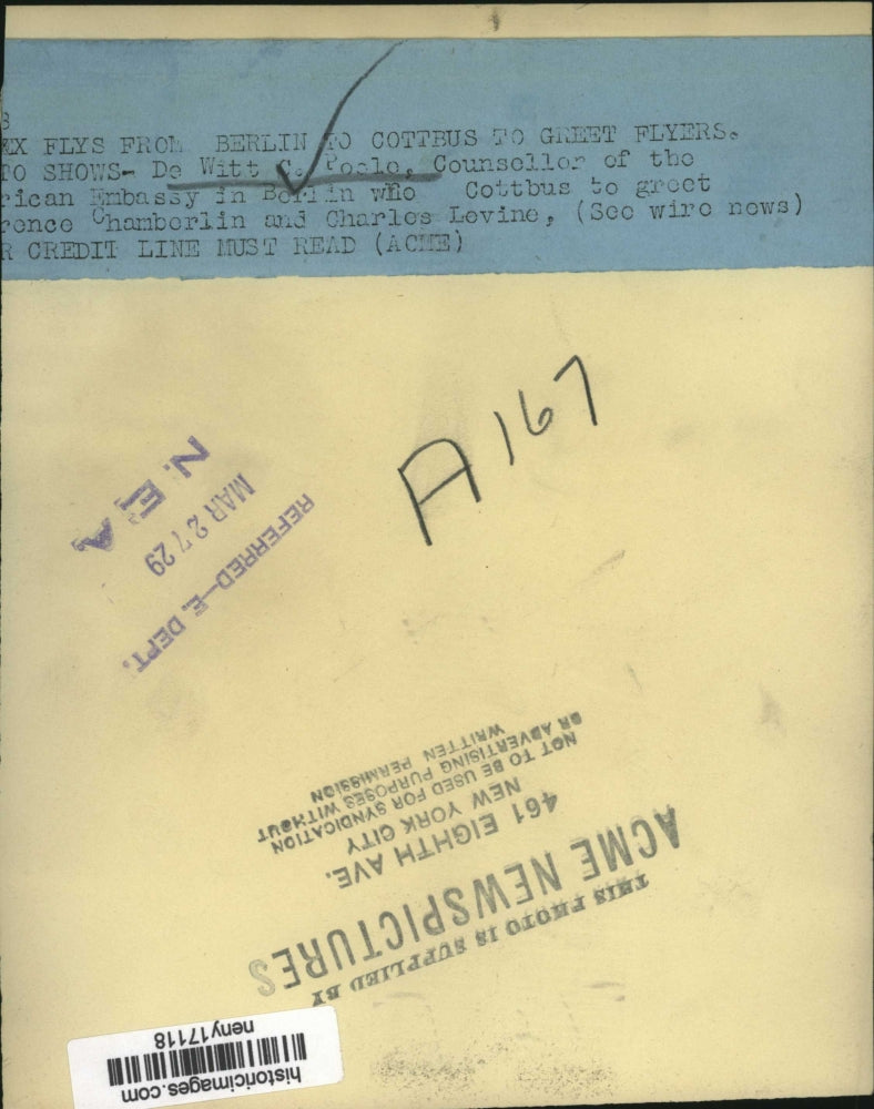 1929 Press Photo New York DeWitt C.Paolo, Counselor of U.S in Berlin, NYC.