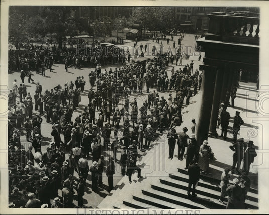 1934 Press Photo New York Crowd of Businessman protest Tax at City Hall NYC- Historic Images