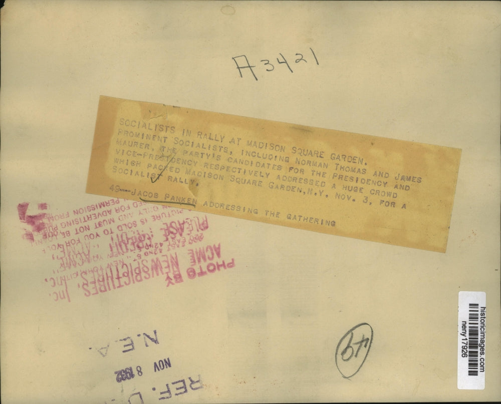 1932 Press Photo New York Jacob Panken speaks at Socialist rally in NYC