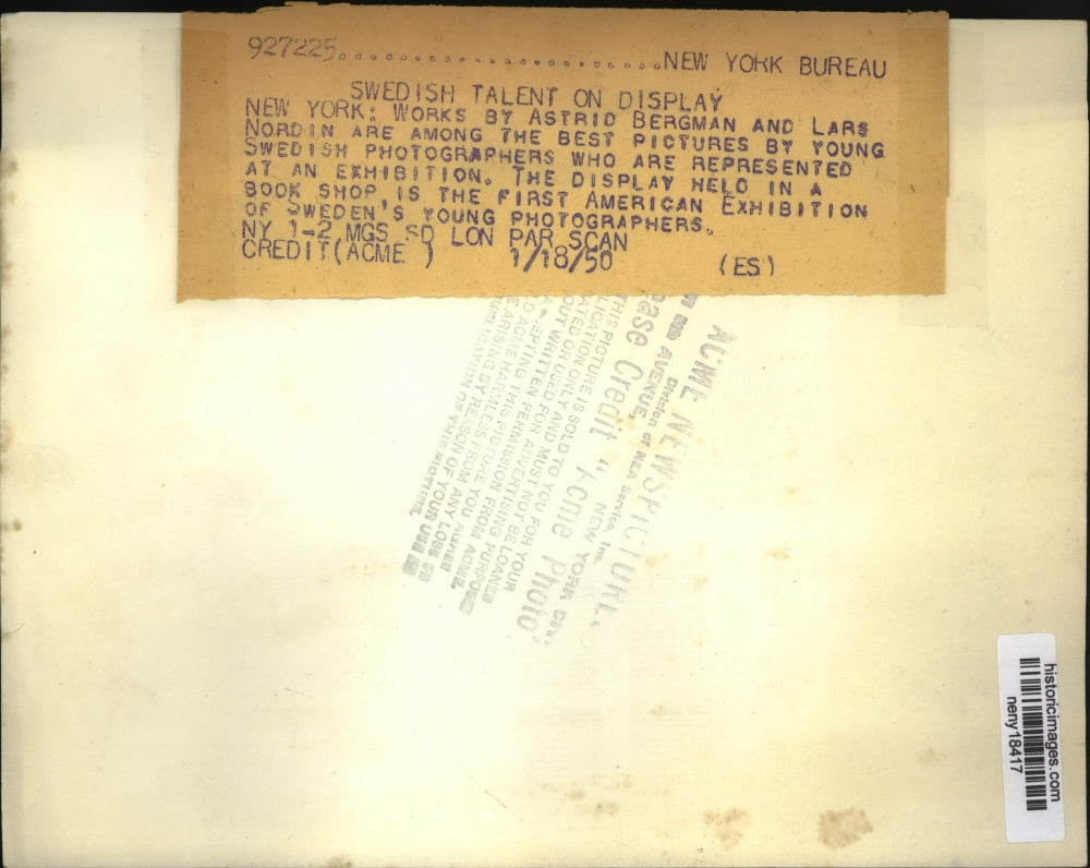 1950 Press Photo NEW YORK SWEDISH TALENT ON DISPLAY NYC - neny18417