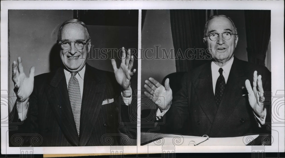 1952 Press Photo New York Irving Fisher impersonates President Hoover NYC