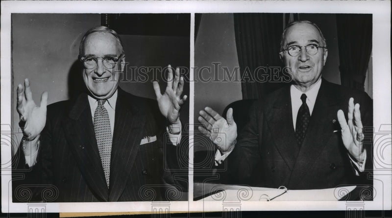Load image into Gallery viewer, 1952 Press Photo New York Irving Fisher impersonates President Hoover NYC
