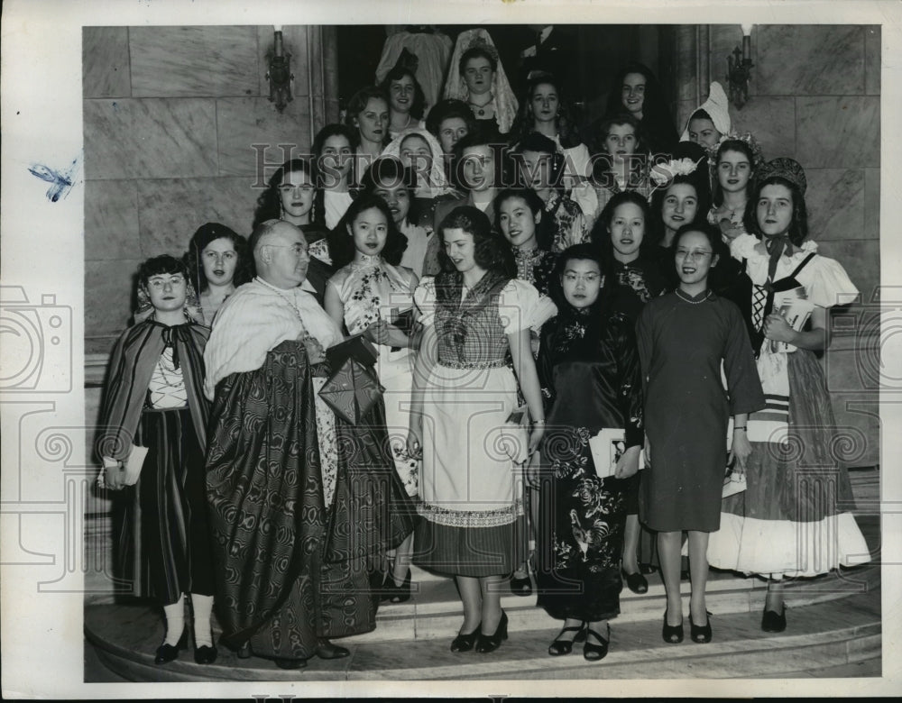 1947 Press Photo New York Francis Cardinal Spellman Launches Relief Campaign NYC