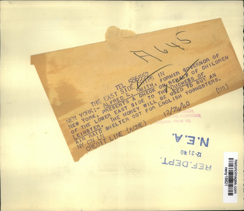 1940 Press Photo NEW YORK THE EAST SIDE CHIPS IN NYC - neny18821