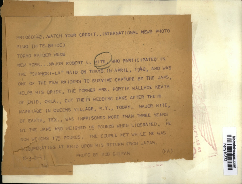 1947 Press Photo New York Robert Hite Marries Portia Wallace Keath NYC