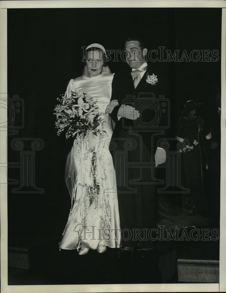 1933 Press Photo New York Virginia Dillon weds John F Curry Jr in NYC