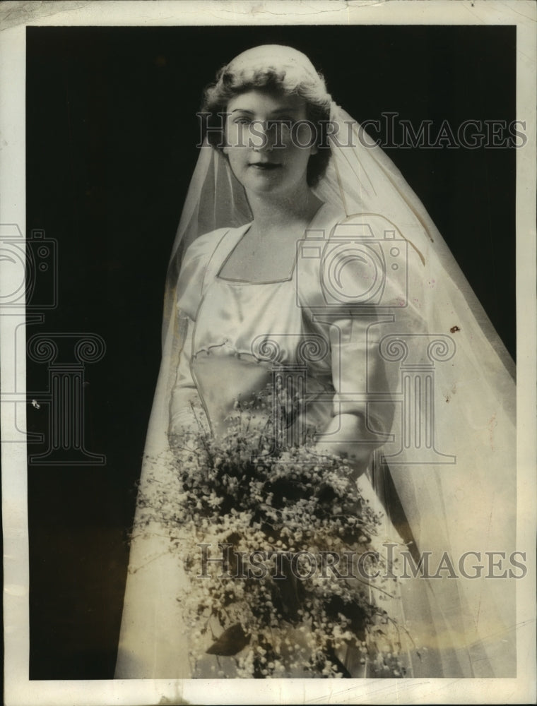 1936 Press Photo New York Sarah Davis Bride of J Stirling Getchell NYC  - Historic Images